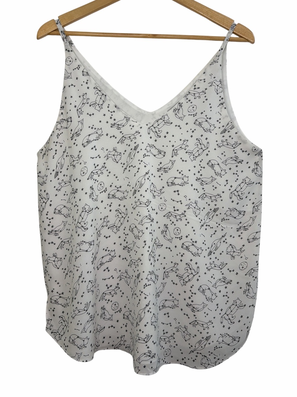 Kismet Celestial Animal Print Cami Tank Top White Black Large